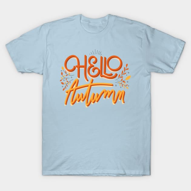 Hello Autumn Design T-Shirt by Mako Design 